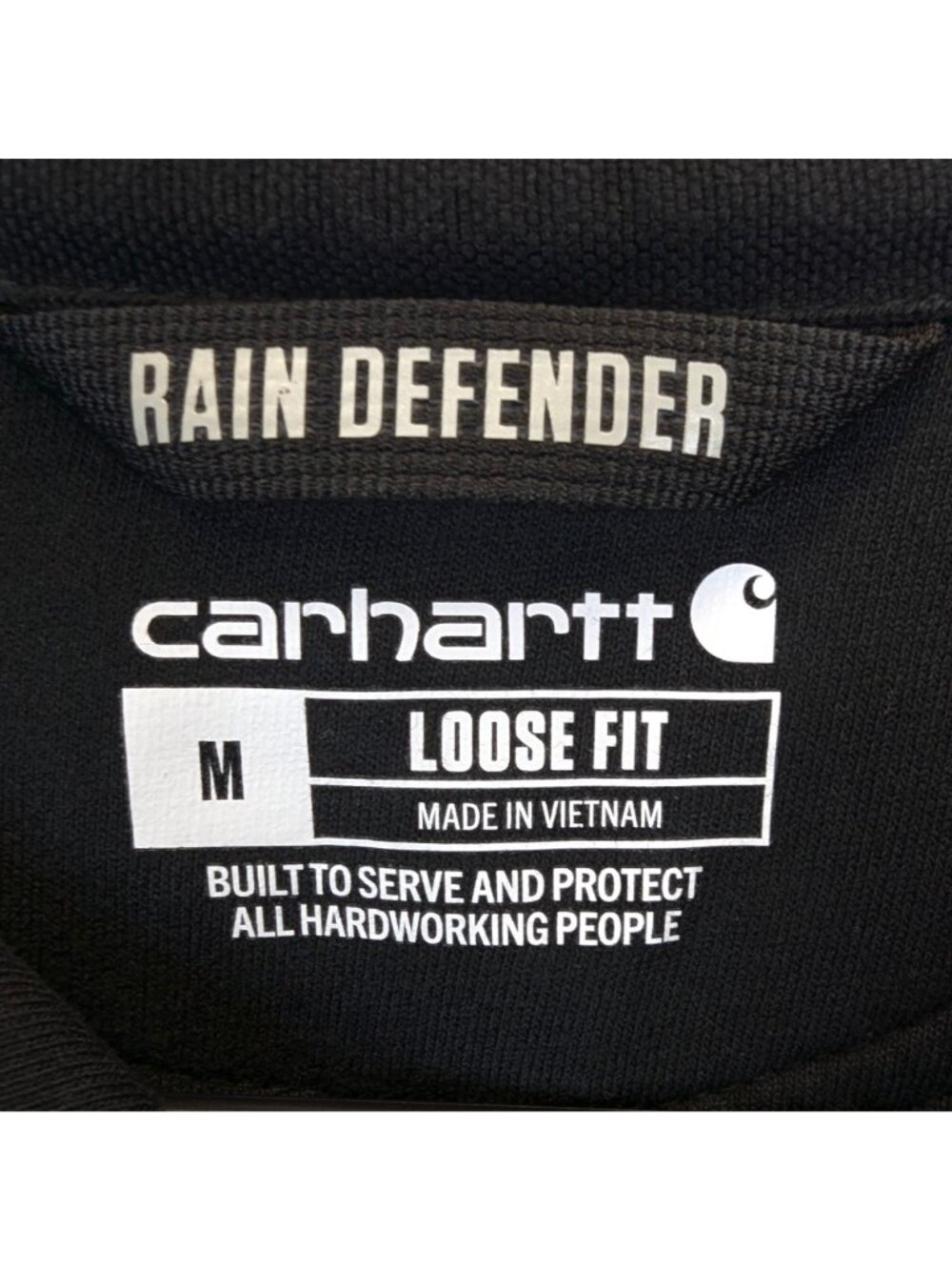Carhartt Mens Medium Rain Defender Loose Fit Black Hoodie w Exact Sciences Logo - Picture 5 of 9